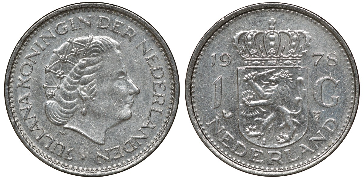 Нидерланды 1 гульден 1977 Юлиана (1948-1980) KM 184a никель 72-1745