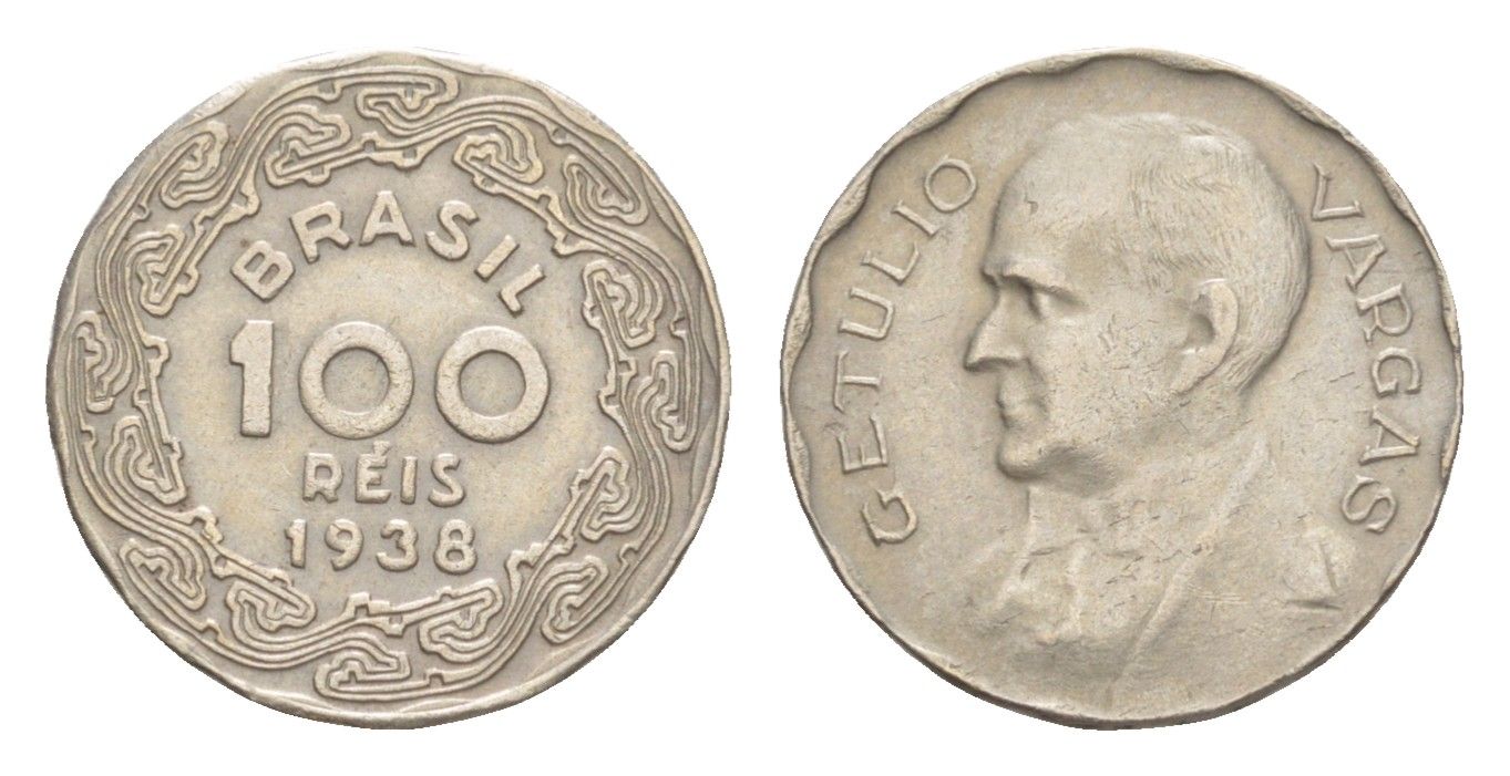 Бразилия 100 реалов 1938 Жетулиу Дорнелис Варгас KM 544 медно-никель 4644-365