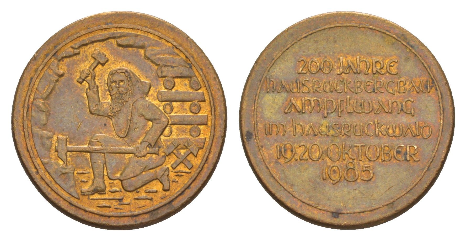 Германия медаль 200 лет горнодобывающей промышленности 1985 диаметр 21 мм, вес 3 гр медб 4655-712