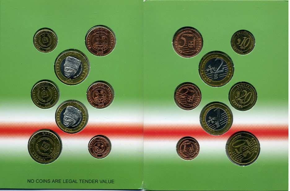 Чечня набор из 8 монет 2005 европробники, в оригинальном картонном буклете, тираж 7000 экз. 00-00