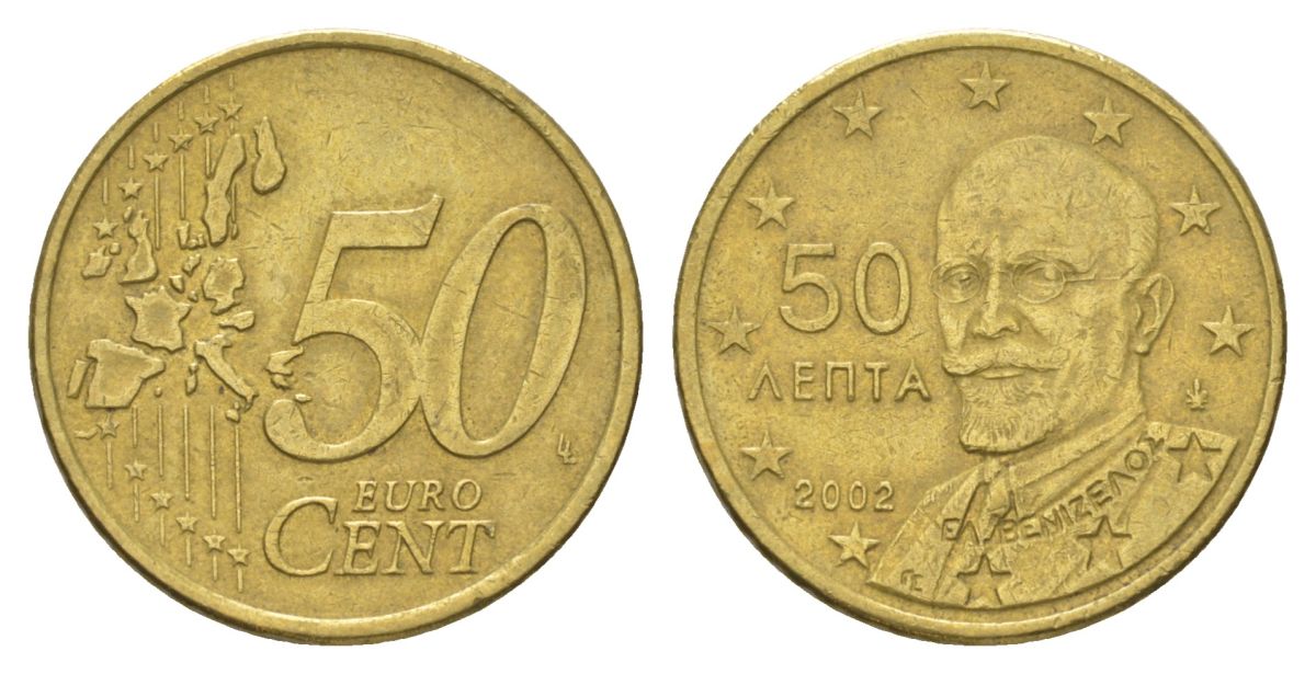 Греция 50 евроцентов 2002 F KM 186 нордик 4629-344