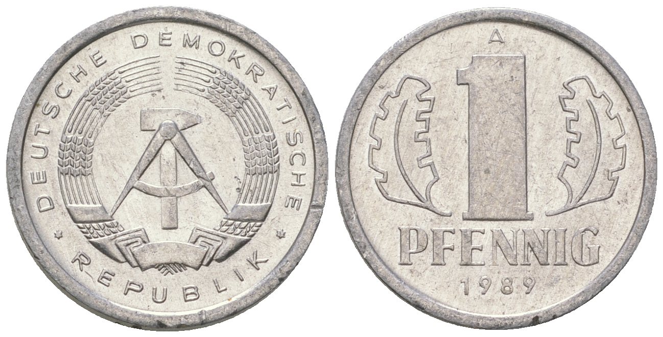 ГДР 1 пфенниг 1989 A KM 8.2 алюминий 4668-1213