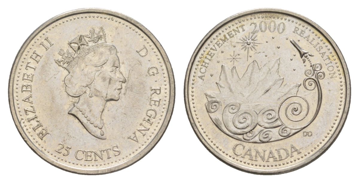 Канада 25 центов 2000 Миллениум - Достижения KM 381 сталь плакированная никелем aUNC 4631-651