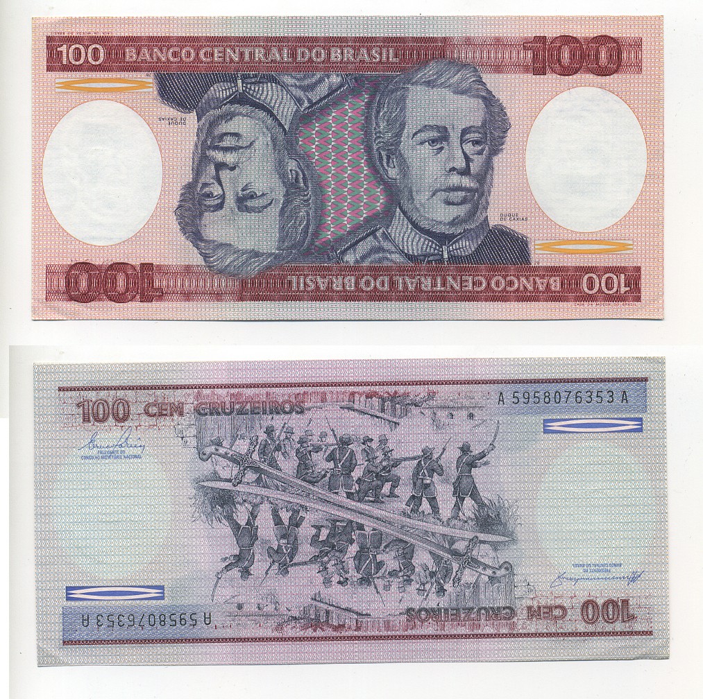 БРАЗИЛИЯ 100 КРУЗЕЙРО 1984 ПОДПИСЬ 21, ГЕОРЦОГ КАКСИАС Pick 198b бумага UNC (ПРЕСС) 6317-8-3