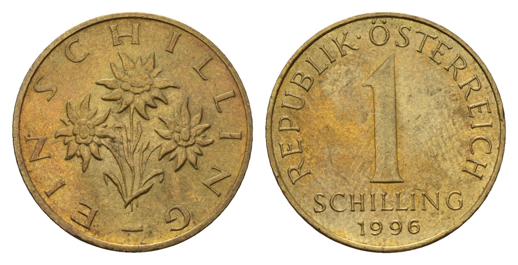 Австрия 1 шиллинг 1996 KM 2886 алюминиевая бронза 201-339