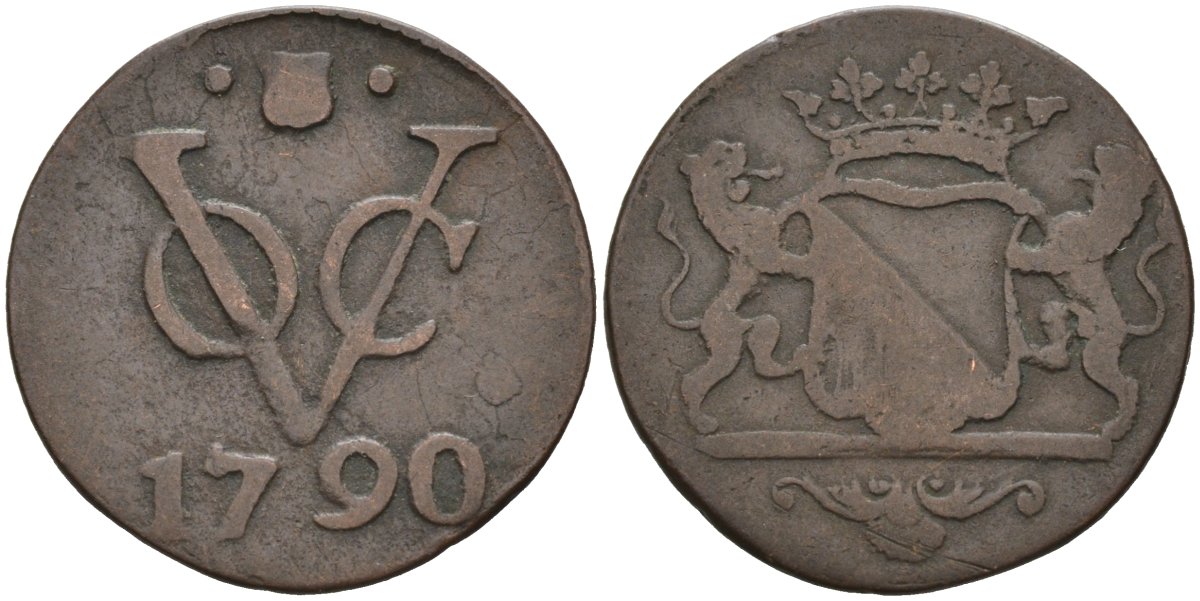 Нидерландская Восточная Индия, Утрехт (Утрехт) 1 дуит 1790 KM 111.1 медь 4577-323