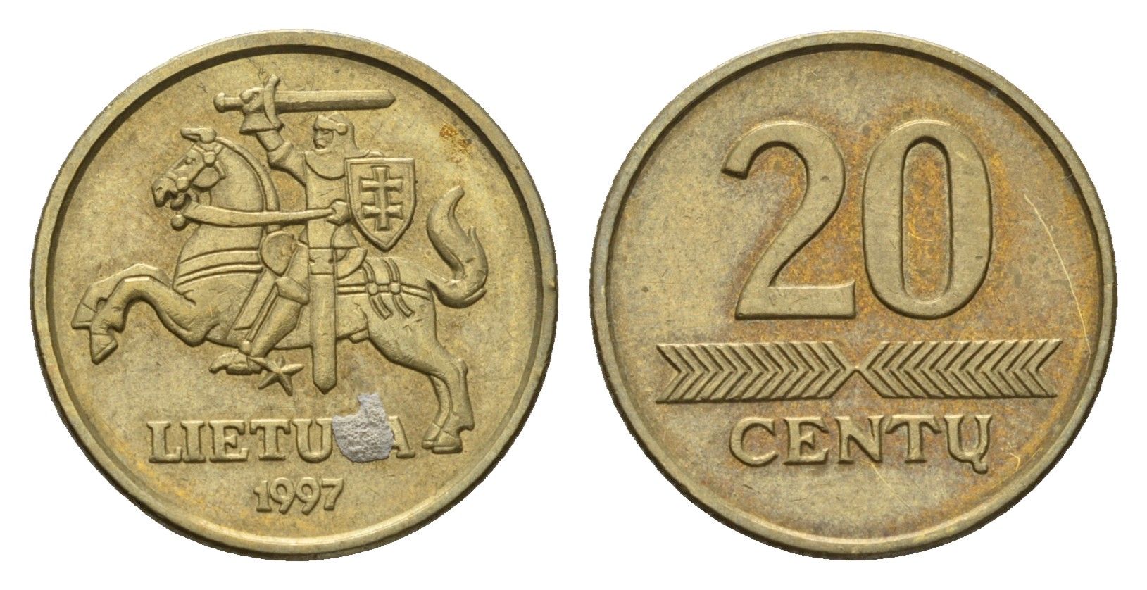 Литва 20 центов (сентов) 1997 KM 107 никель латунь 201-619