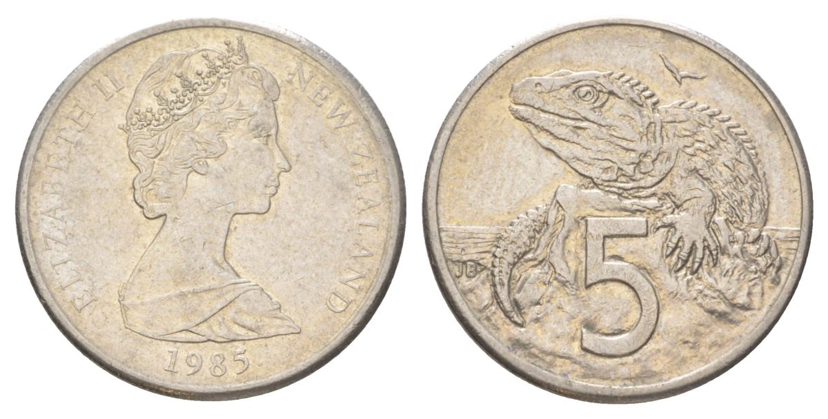 Новая Зеландия 5 центов 1985 KM 34 медно-никель 4627-838
