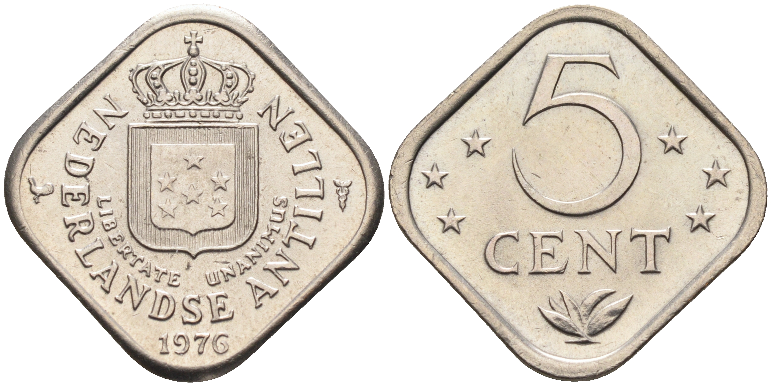 Нидерландские Антилы 5 центов 1976 Юлиана (1948-1980) KM 13 медно-никель 4177-356
