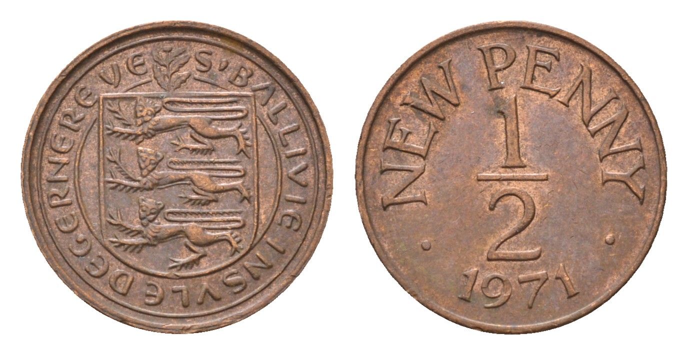 Гернси 1/2 пенни 1971 год-тип KM 20 бронза 4696-241