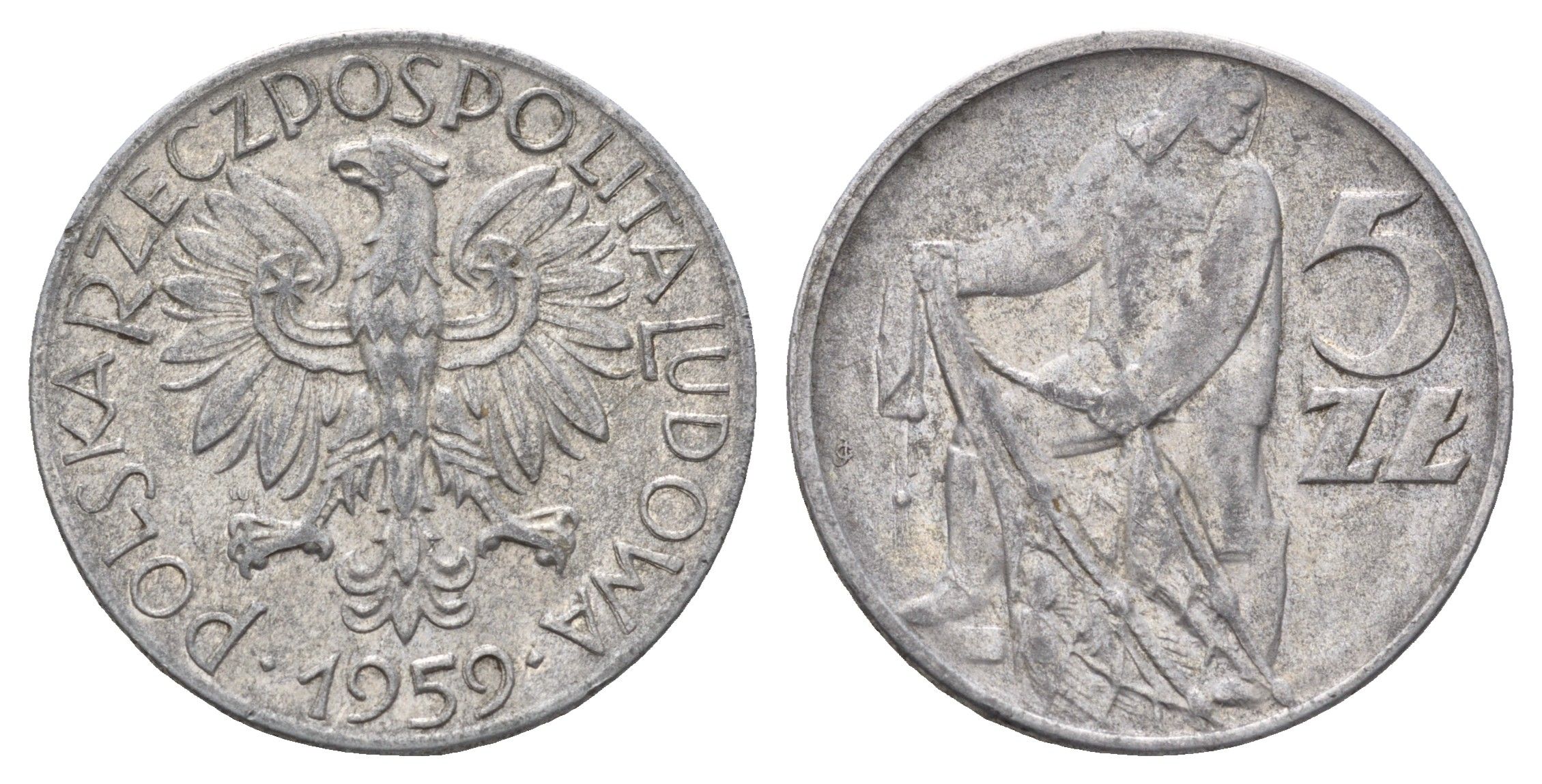 Польша 5 злотых 1959 Y 47 алюминий 221-1114