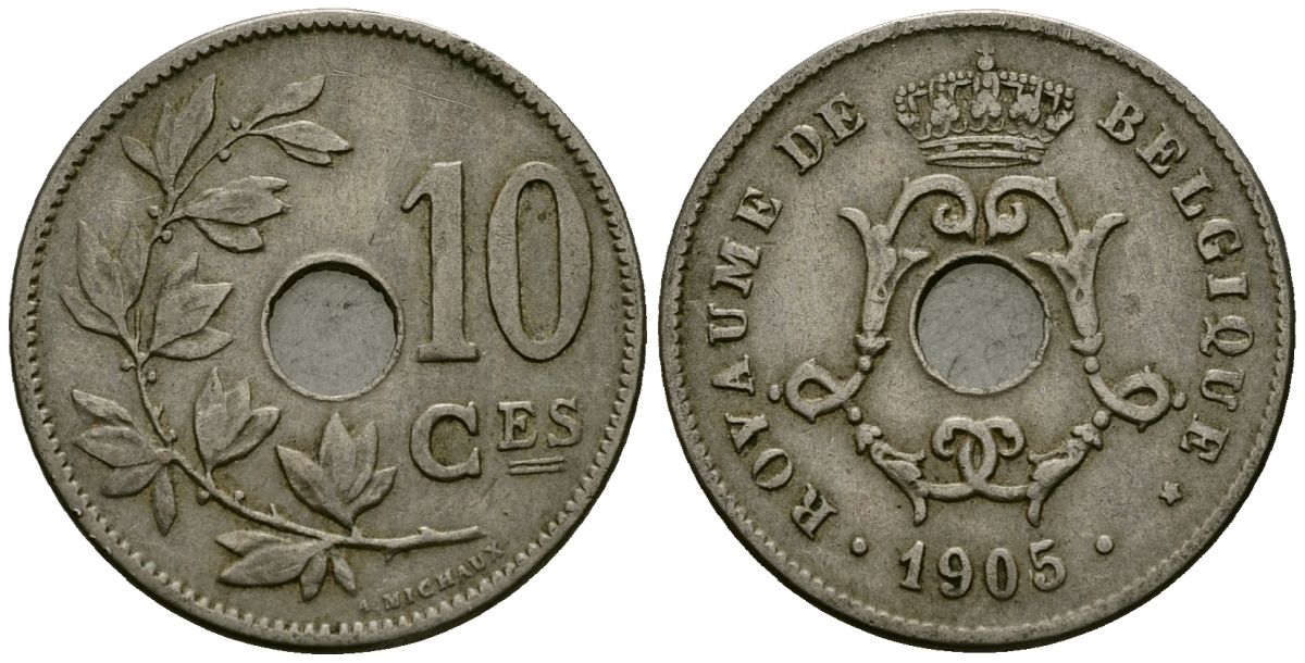 Бельгия 10 сантимов 1905 Belgique KM 52 медно-никель 4172-821