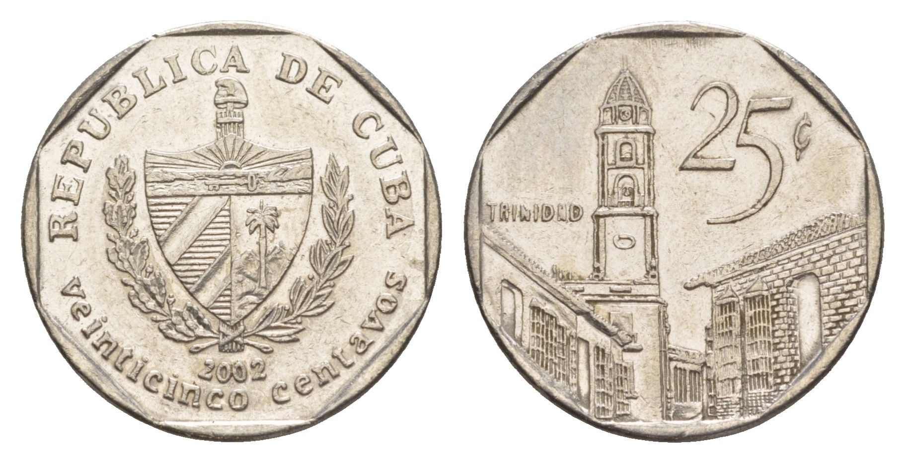 Куба 25 сентаво 2002 площадь в Тринидаде KM 577.2 сталь плакированная никелем 4646-426
