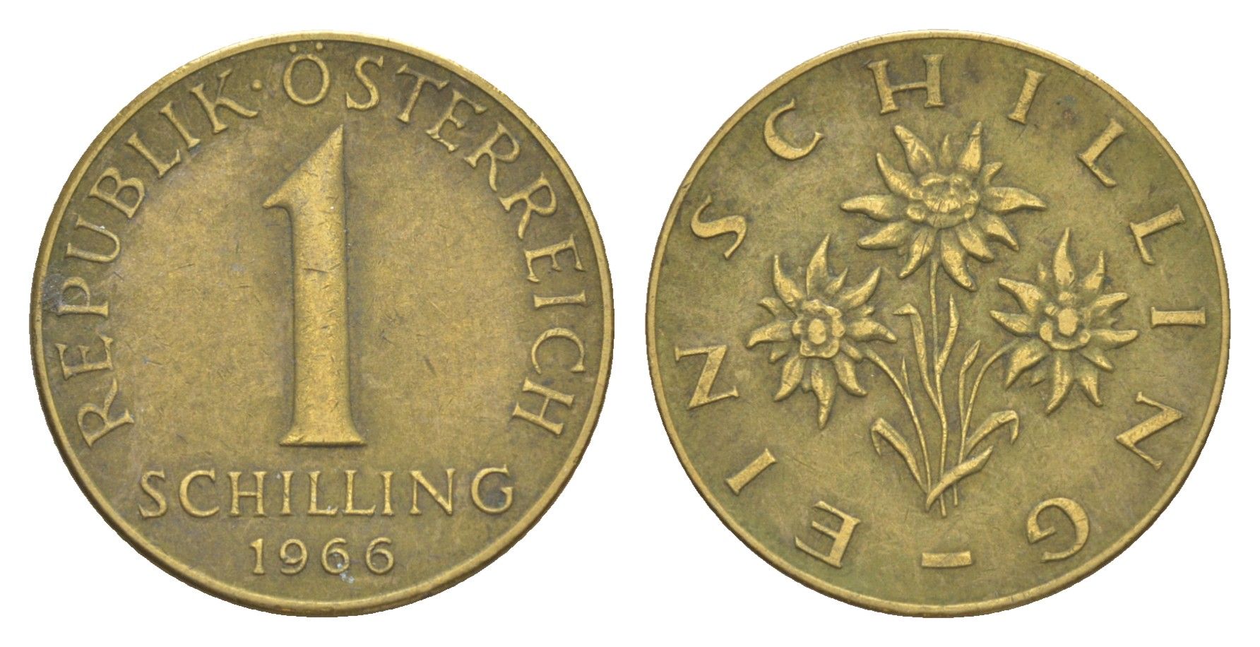 Австрия 1 шиллинг 1966 KM 2886 алюминиевая бронза 4561-143