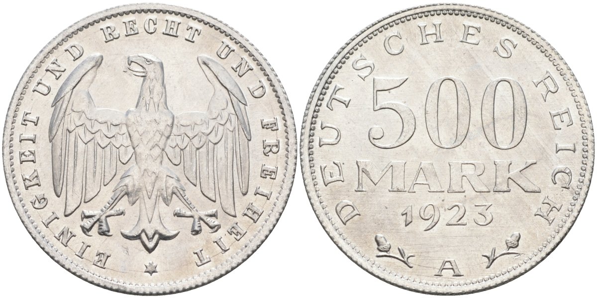 Германия 500 марок 1923 А KM 36, J.305 алюминий UNC 4587-111