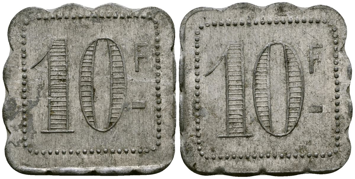 Франция 10 франков ресторанный жетон латунь 4175-941