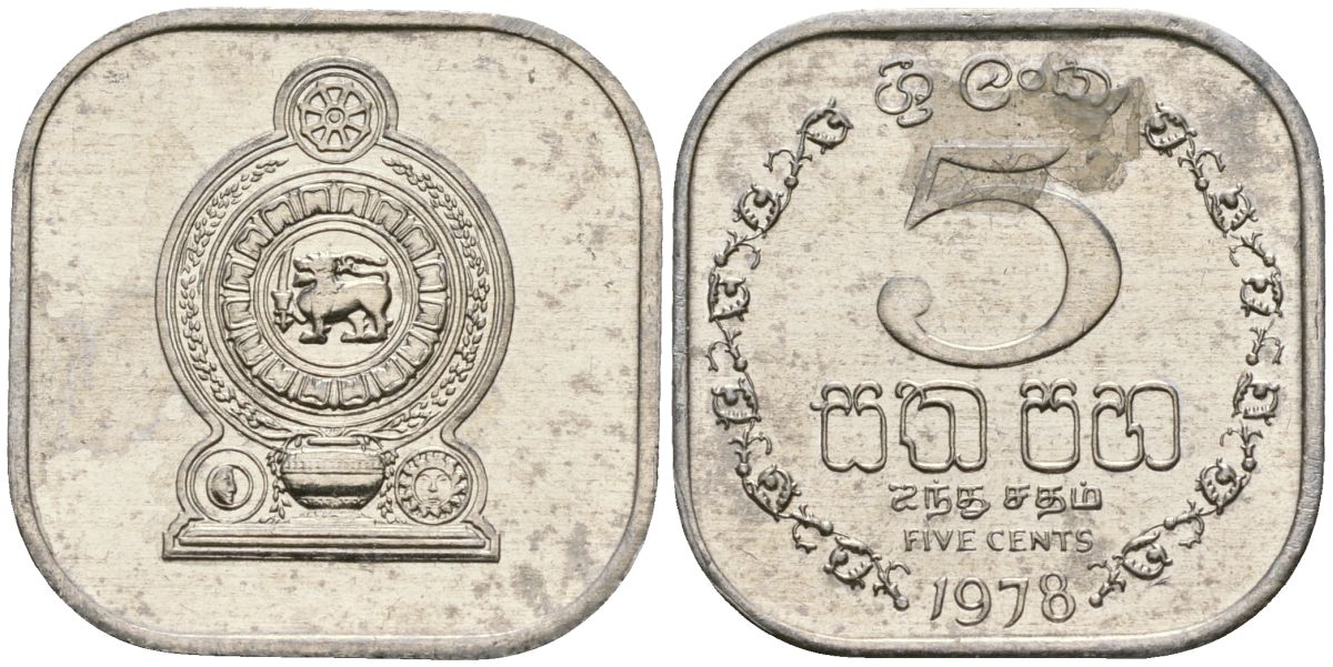 Шри-Ланка 5 центов 1978 KM 139a алюминий 4136-655