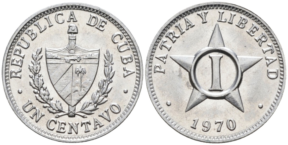 Куба 1 сентаво 1970 звезда, республика (1962- ) KM 33.1 алюминий UNC 214-848