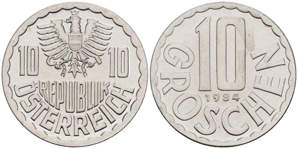 Австрия 10 грошей 1984 KM 2878 алюминий PROOF 192-369