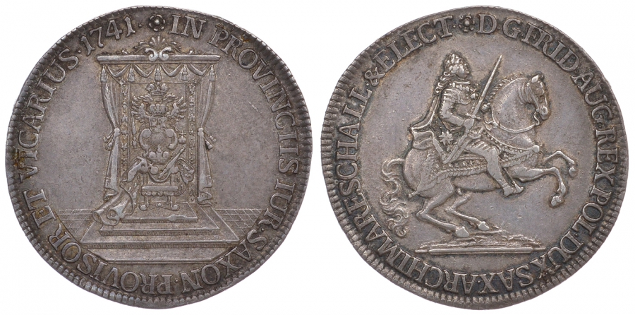 Саксония 1/2 талера 1741 Фридрих Август II, викарный выпуск KM A907, Mers.1698, Kahnt 640 серебро 00-00