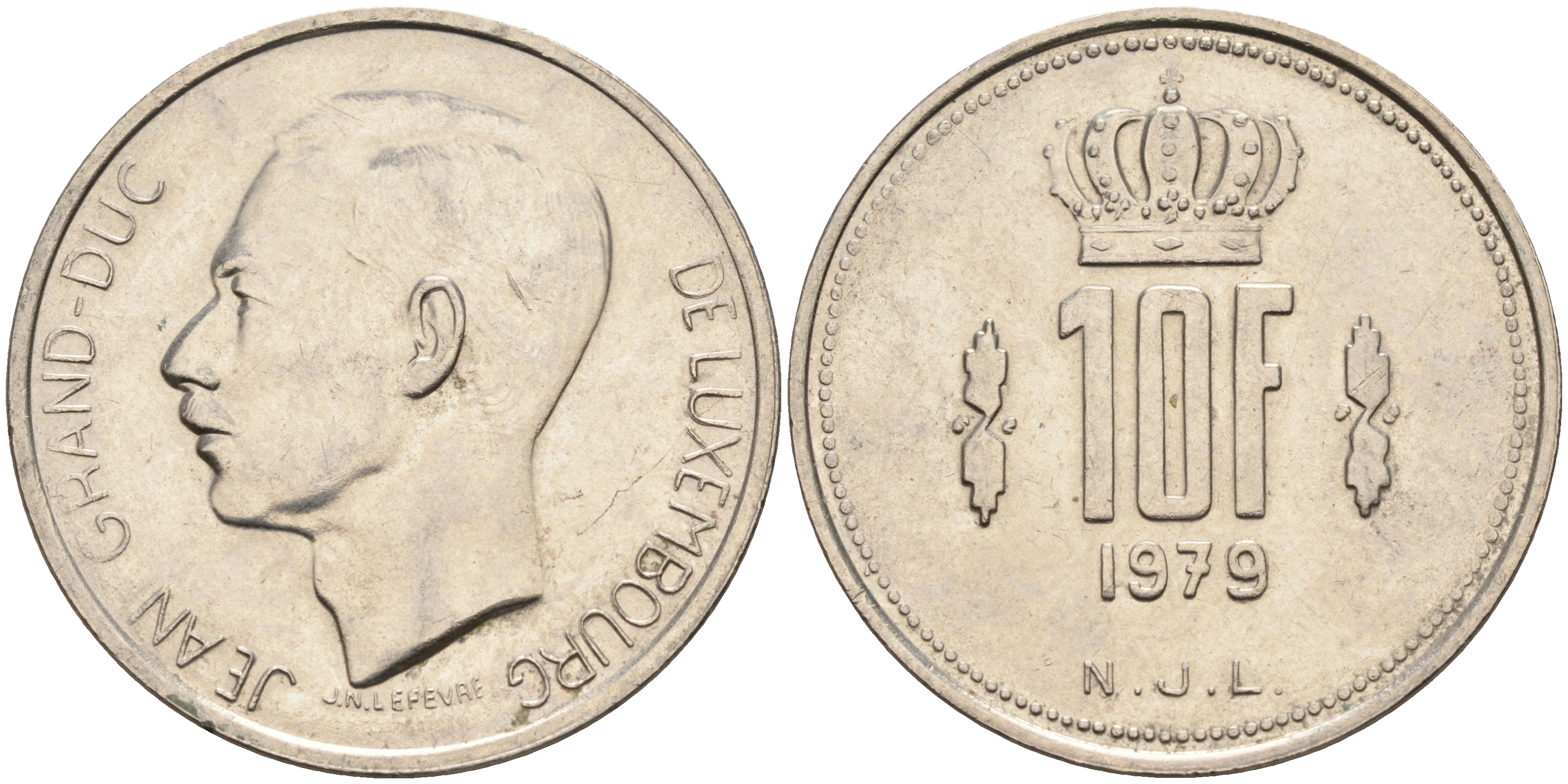 ЛЮКСЕМБУРГ 10 ФРАНКОВ 1979 KM 57 никель 63-735