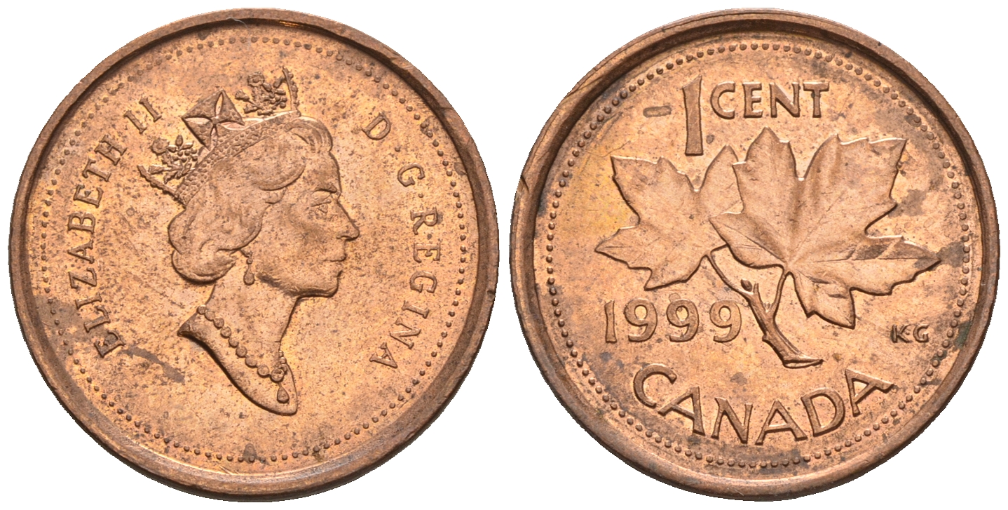 Канада 1 цент 1999 Елизавета II (1952-2022), кленовый лист KM 289 сталь плакированная медью 4609-259