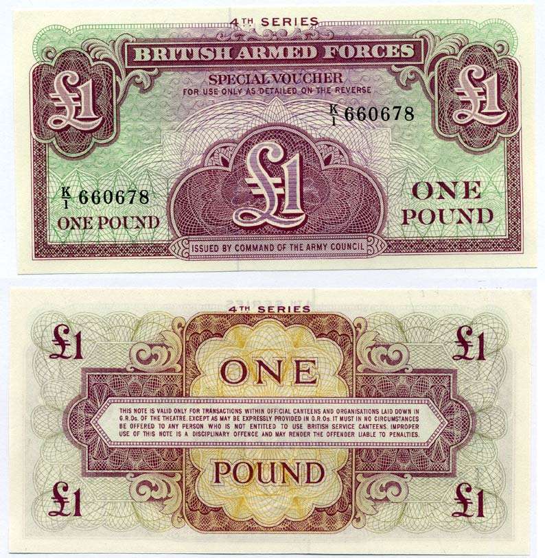 АНГЛИЯ 1 ФУНТ 1962 ДЛЯ ВООРУЖЕННЫХ СИЛ, 4 СЕРИЯ Pick М36 бумага UNC (ПРЕСС) 6262-35-2-2