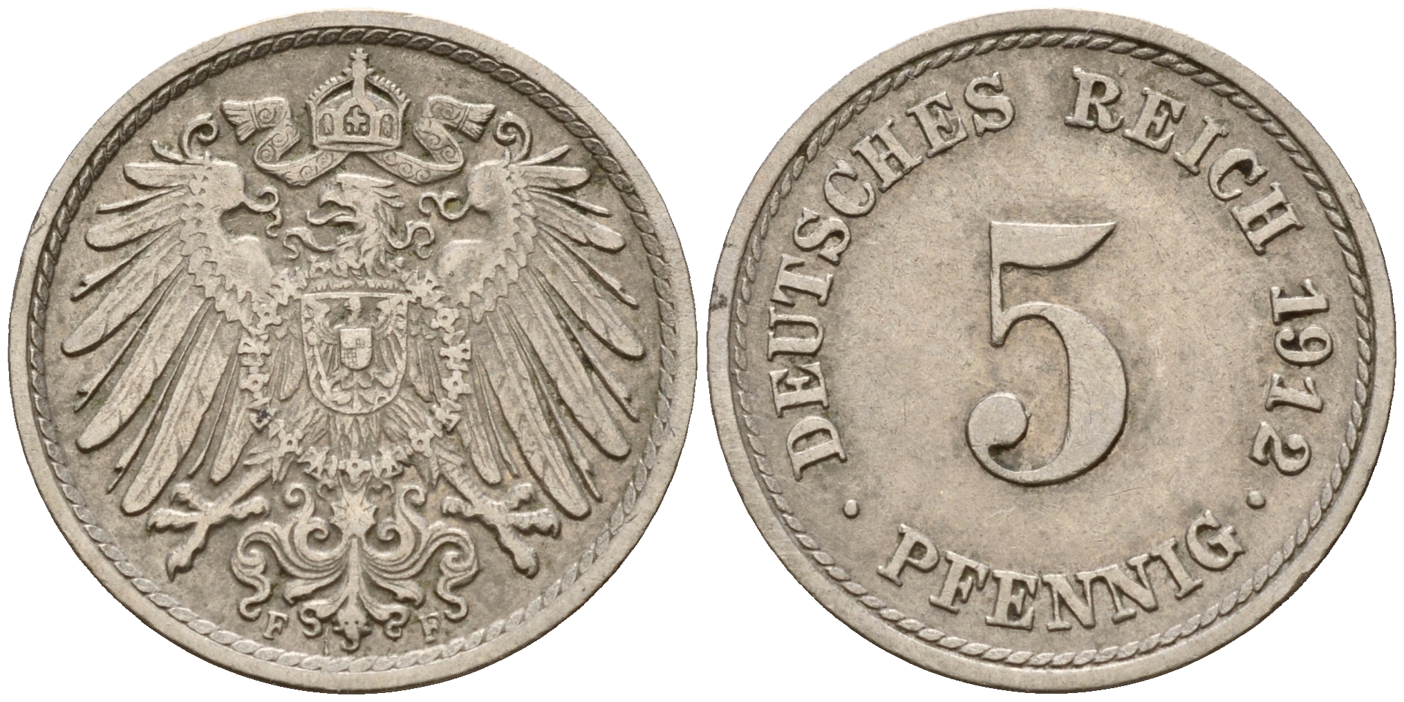 Германия 5 пфеннигов 1912 F J.12, KM 11 медно-никель    4598-1144