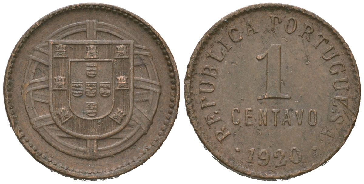 Португалия 1 сентаво 1920 KM 565 бронза 4611-239