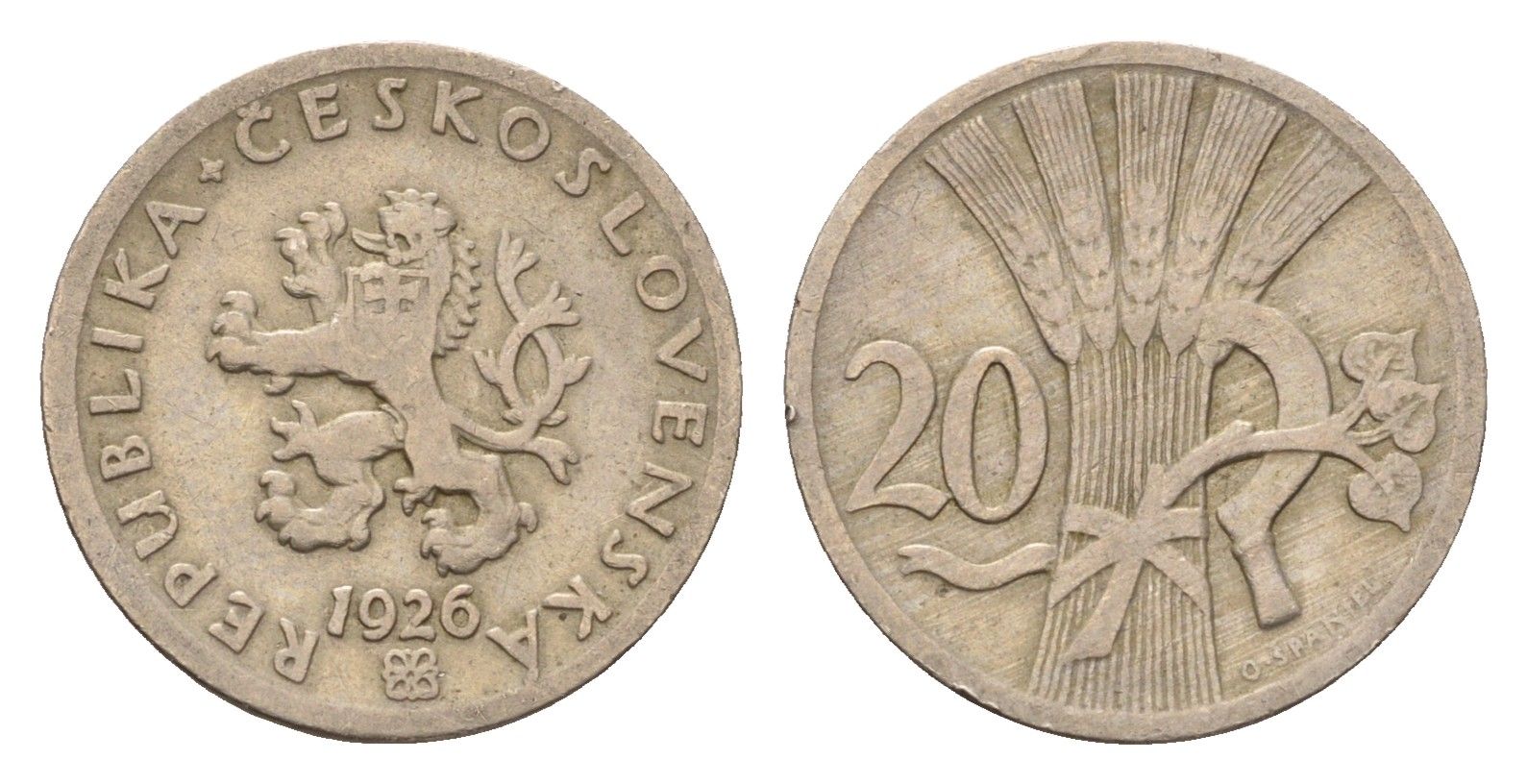 Чехословакия 20 геллеров 1926 KM 1 медно-никель 4643-1049