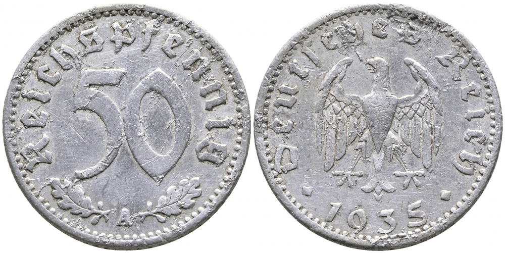 Германия 50 рейхспфеннигов 1935 A KM 87, J 368 алюминий 4525-1211