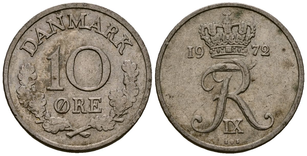 Дания 10 эре 1972 Фредерик IX (1947-1972) KM 849 медно-никель 4173-723