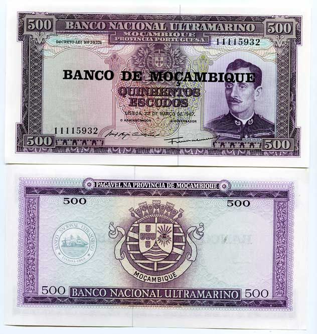 МОЗАМБИК ПОРТУГАЛЬСКИЙ 500 ЭСКУДО 1976 НАДПЕЧАТКА НА 1967, ПОРТРЕТ КАЛДАСА КСАВЬЕРА Pick 118а бумага UNC (ПРЕСС) 448-97-2