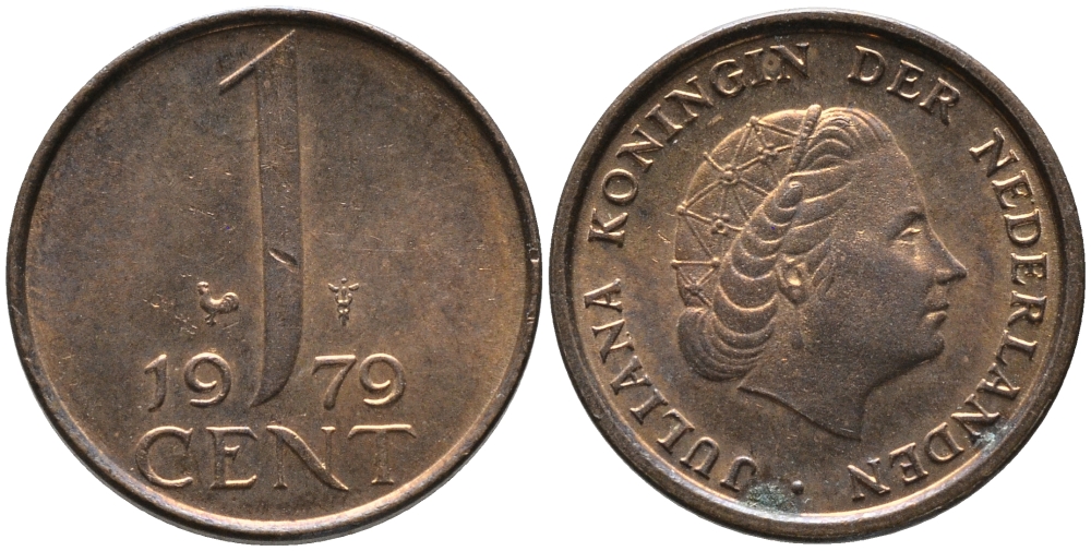 НИДЕРЛАНДЫ 1 ЦЕНТ 1979 ЮЛИАНА KM 180 бронза 96-1242