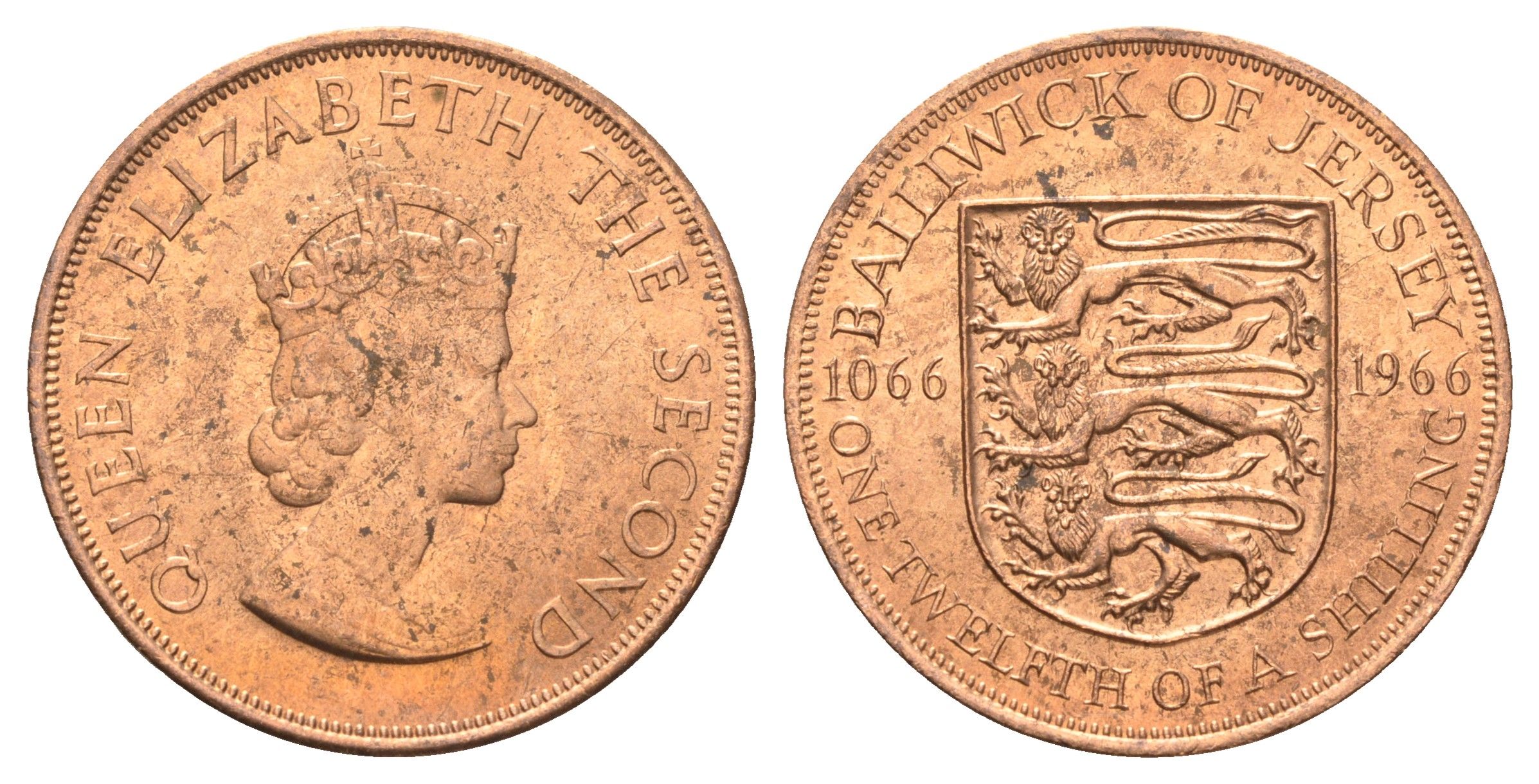 Джерси 1/12 шиллинга 1966 900 лет битве при Гастингсе KM 26 бронза aUNC 4661-115