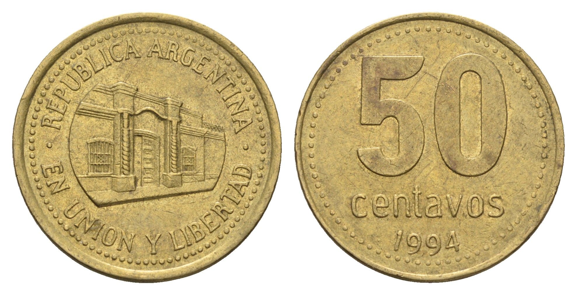 Аргентина 50 сентаво 1994 KM 111 алюминиевая бронза 4663-622