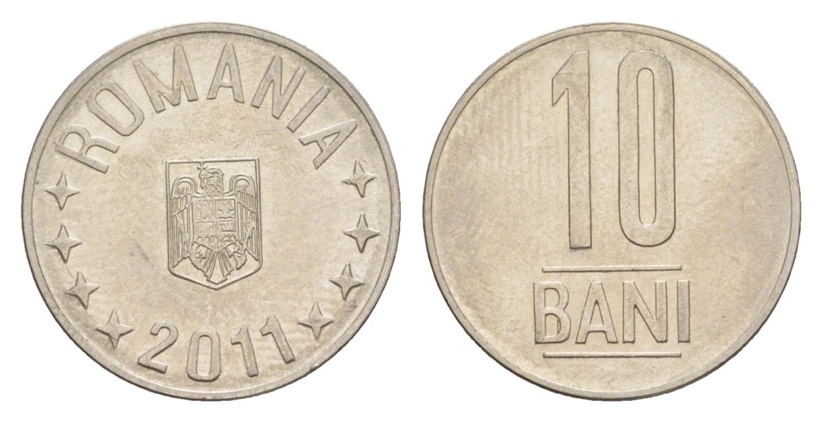 Румыния 10 бань (бани) 2011 KM 191 сталь плакированная никелем UNC 4632-1017