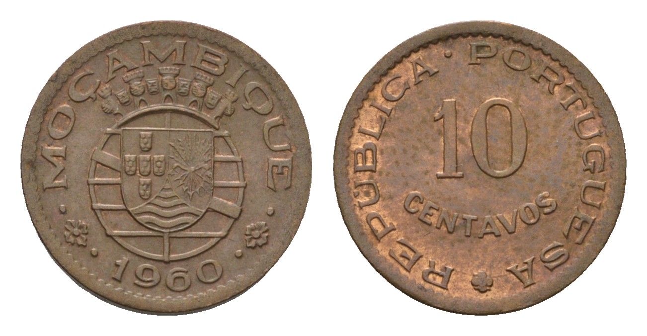 Мозамбик 10 сентаво 1960 KM 83 бронза aUNC 4702-347