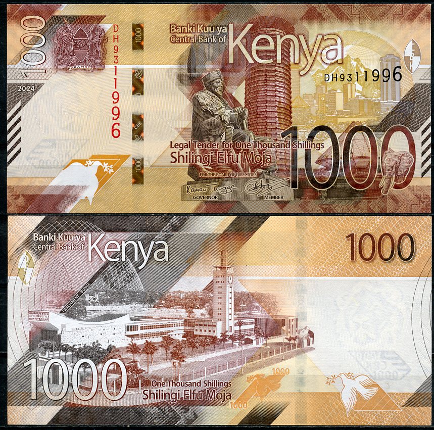 Кения 1000 шиллингов 2024 Статуя Джомо Кениаты, здание парламента, Найроби Pick 56  бумага  UNC (пресс) 7200-1-1