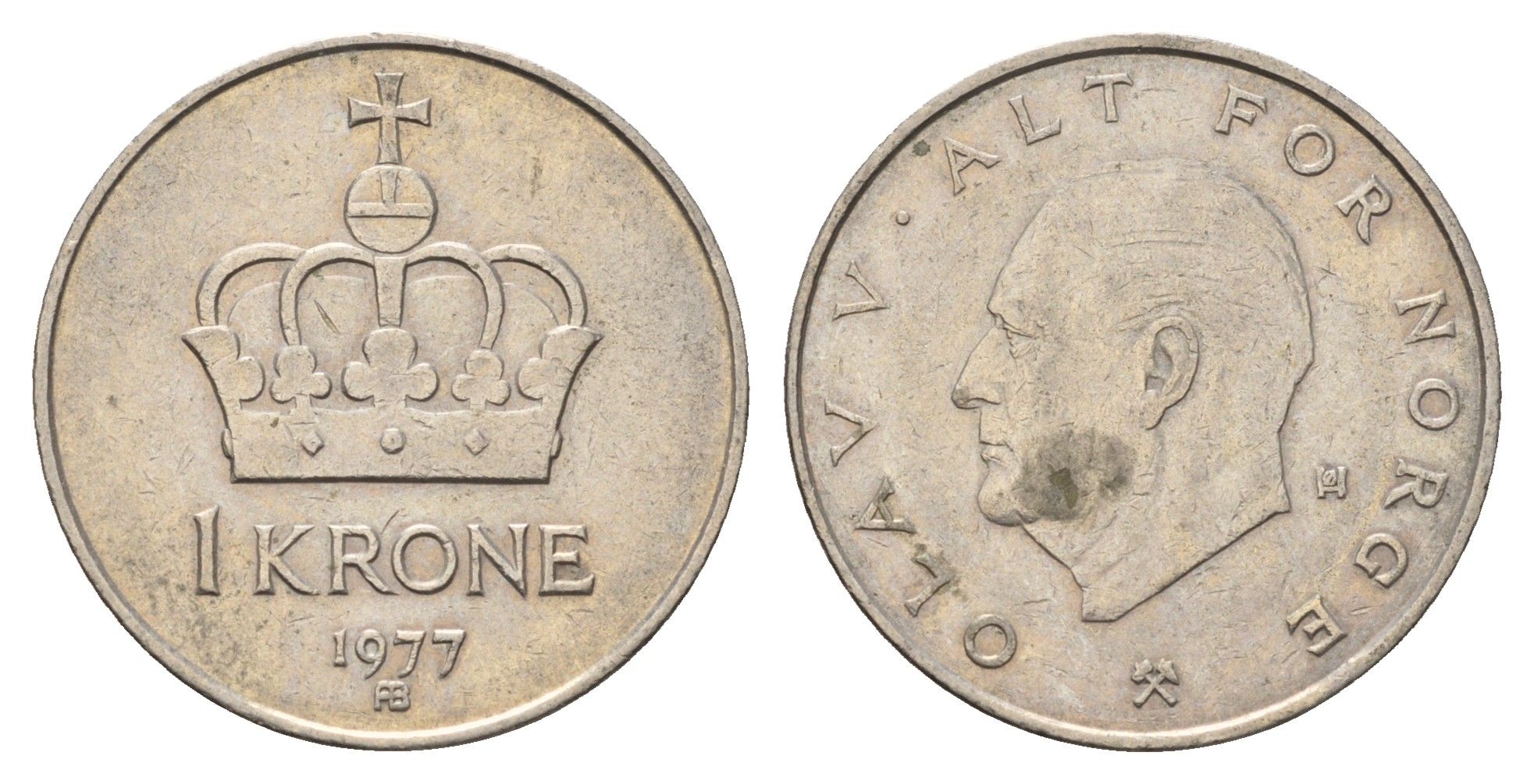 Норвегия 1 крона 1977 Улаф V (1957-1991) KM 419 медно-никель 4703-823