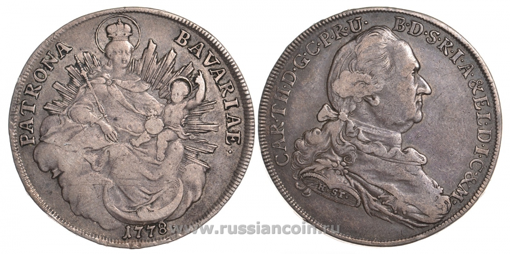 Бавария 1 талер 1778 Максимилиан III Иосиф Карл, мадонна Dav 1964 серебро 00-806-54