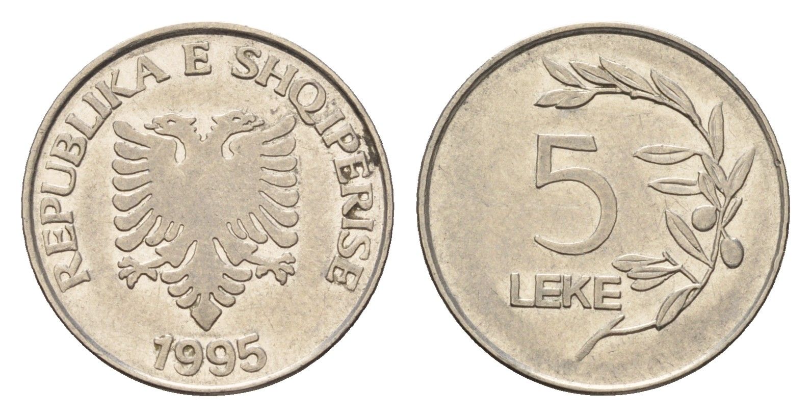 Албания 5 леков 1995 KM 76 сталь плакированная никелем 4615-1165