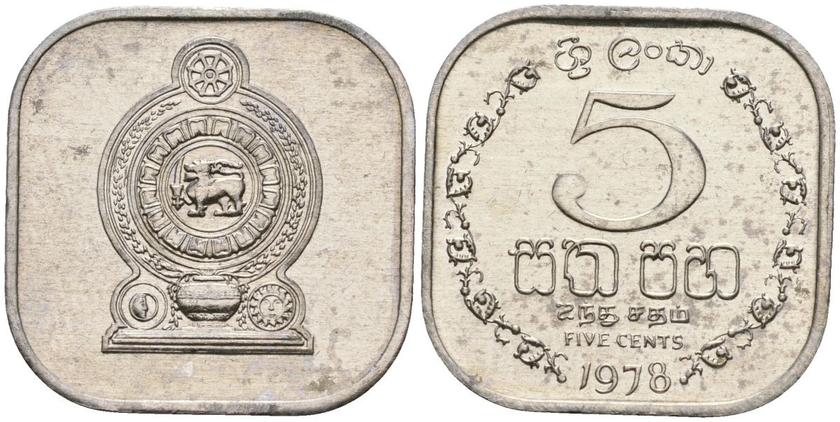 Шри-Ланка 5 центов 1978 KM 139a алюминий 4136-662