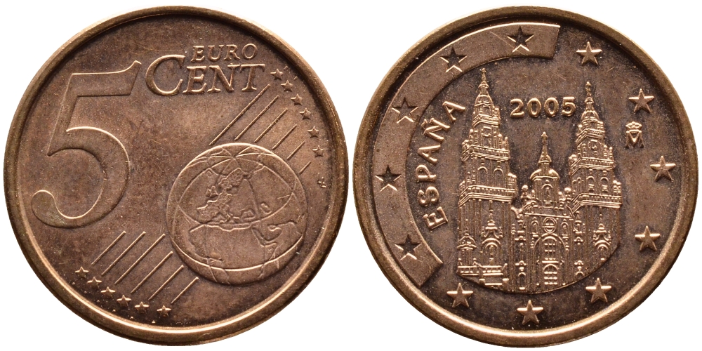 Испания 5 евроцентов 2005 KM 1042 сталь плакированная медью 4391-147