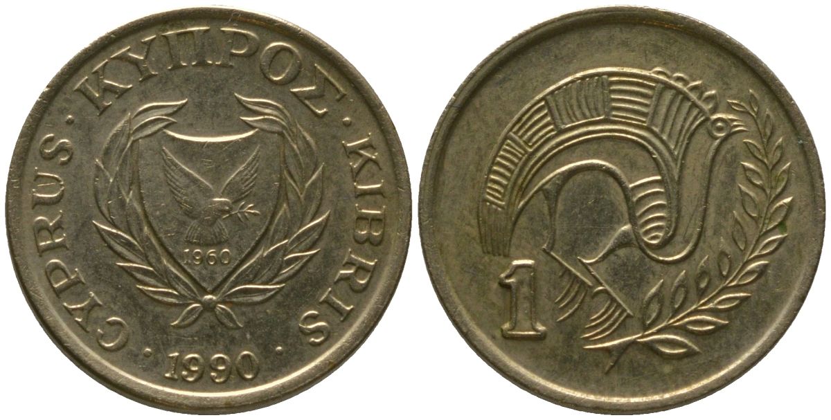 Кипр 1 цент 1990 KM 53.2 никель латунь 4154-866