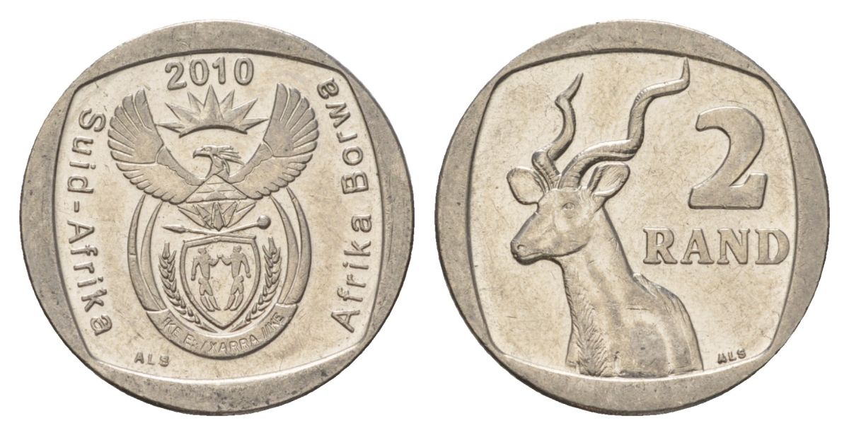 ЮАР 2 ранда 2010 KM 498 медь плакированная никелем 4628-247