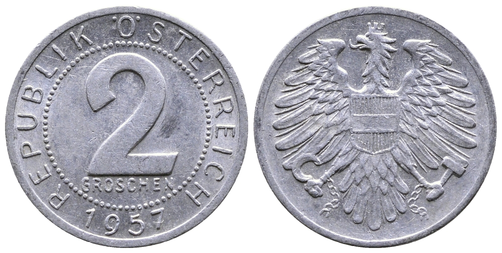 АВСТРИЯ 2 ГРОША 1957 KM 2876 алюминий 26-1147