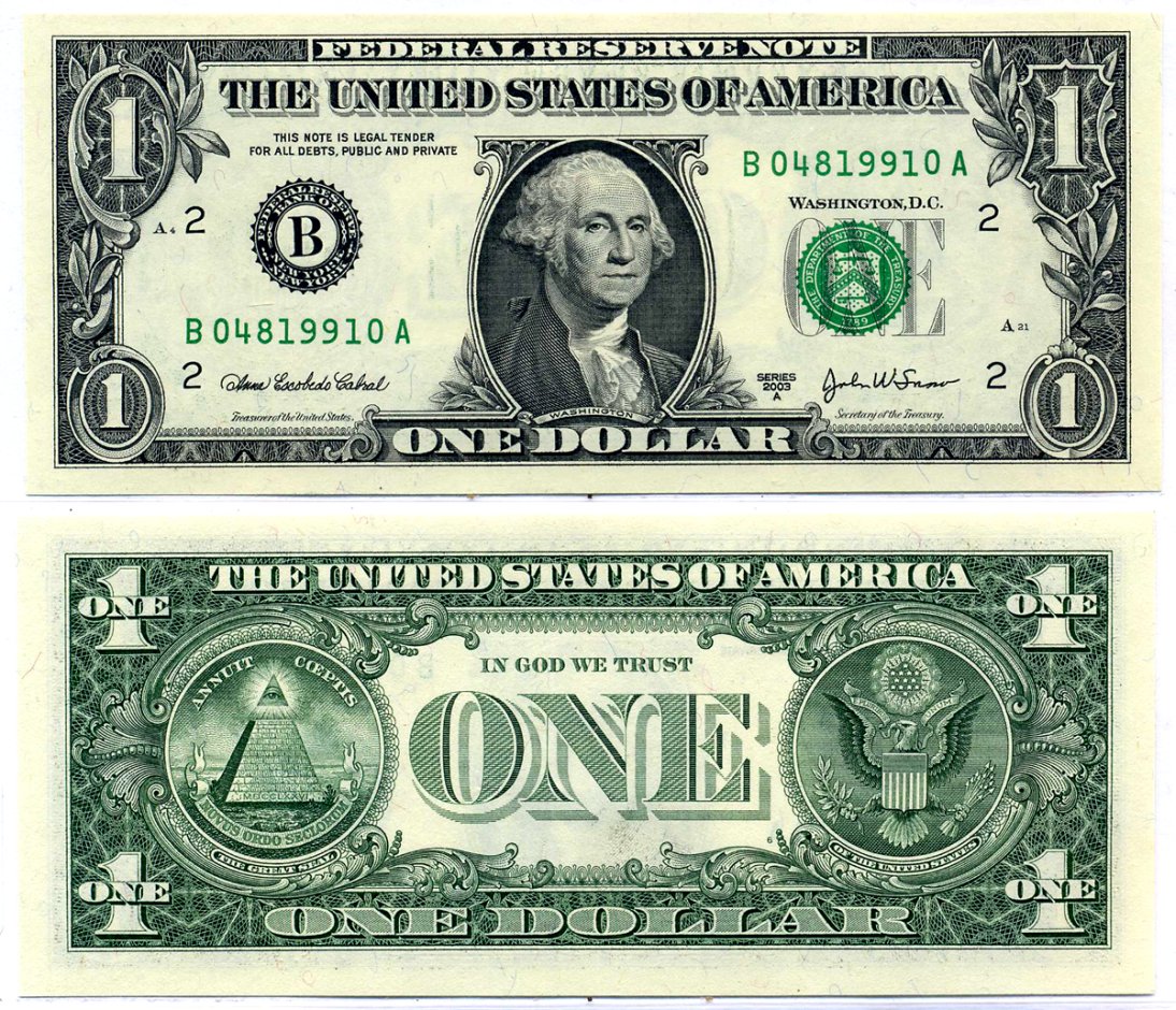 США 1 доллар 2003 буква "В", Нью-йорк, штат Нью-йорк Pick 515a бумага UNC (пресс) 8564-37-1-2