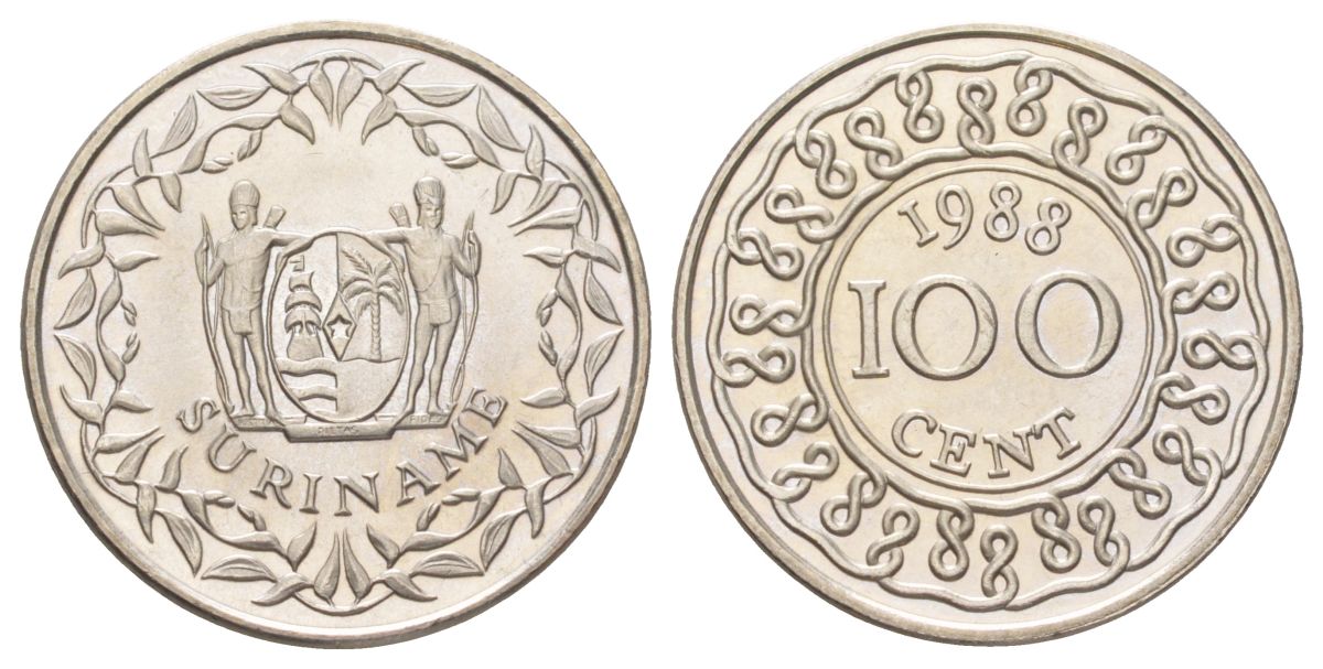 Суринам 100 центов 1988 KM 23 медно-никель UNC 4624-325