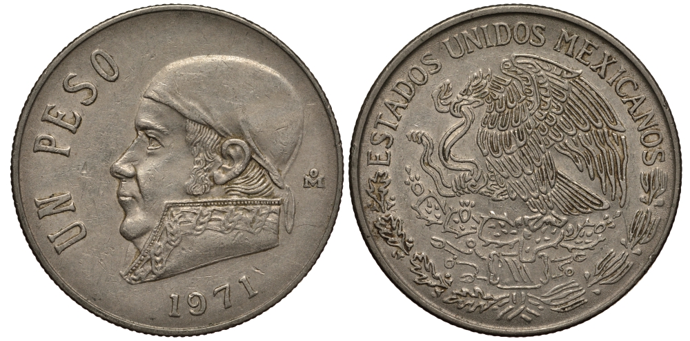 Мексика 1 песо 1971 Хосе Мария Морелос KM 460 медно-никель VF+ 215-912